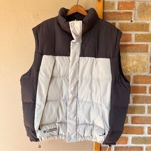 Columbia Men's puffer vest XXL tall plus down feather fill gray zip winter